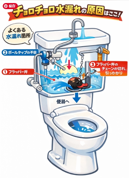 トイレの水が止まらない原因3選｜放置すると水道代が上がることも