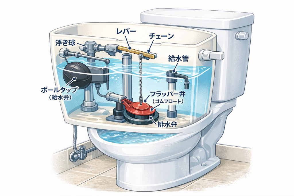 トイレの水が止まらない原因3選｜放置すると水道代が上がることも